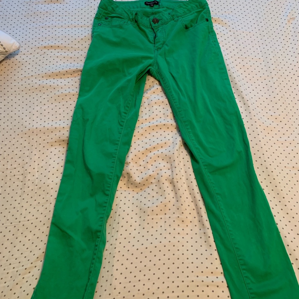 Green skinny jeans
